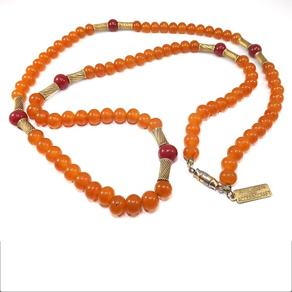 Vintage Anne Klein for Accessocraft Necklace Beaded Early 1970s Art Glass - Picture 8 of 10